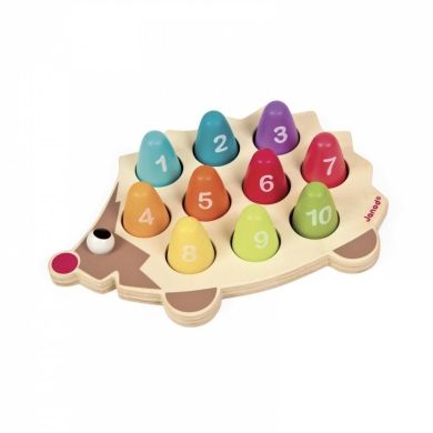 Іграшка-головоломка для розвитку Їжачок. Вчимо цифри дерево J05339, Коричневий