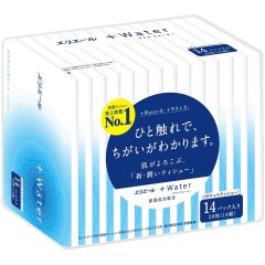 Бумажные платочки Elleair +WATER с глицерином и молекулами воды 14 х 14 шт 713404 4902011712001