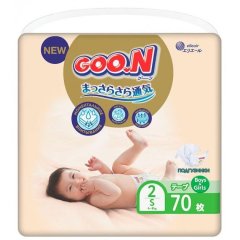 Подгузники Goo.N Premium Soft для детей 4-8 кг (Размер 2(S) на липучках унисекс 70 Шт) 863223 4902011862232