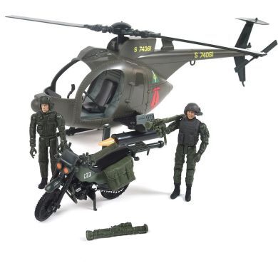 Ігровий набір ELITE FORCE БАГАТОЦІЛЬОВИЙ ГВИНТОКРИЛ MH-6 (гвинтокрил, мотоцикл, фігурки, аксес.) 101860