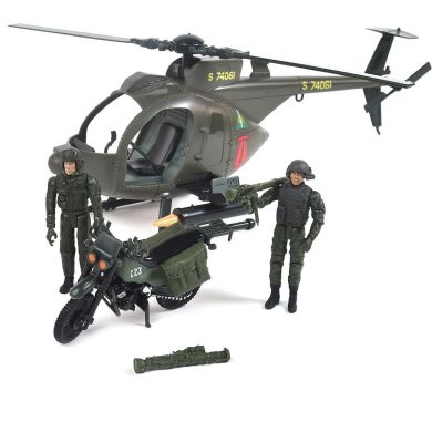 Игровой набор ELITE FORCE МНОГОЦЕЛЕВОЙ ВЕРТОЛЕТ MH-6 (вертолеток, мотоцикл, фигурки, аксес.) 101860