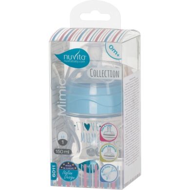 Дитяча антиколькова пляшечка Nuvita Mimic Collection 150 мл синя NV6011, Блакитний