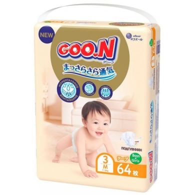 Подгузники Goo.N Premium Soft для детей 7-12 кг (Размер 3(M) на липучках унисекс 64 Шт) 863224 4902011862249