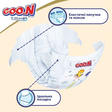 Подгузники Goo.N Premium Soft для детей 9-14 кг (Размер 4(L) на липучках унисекс 52 Шт) 863225 4902011862256