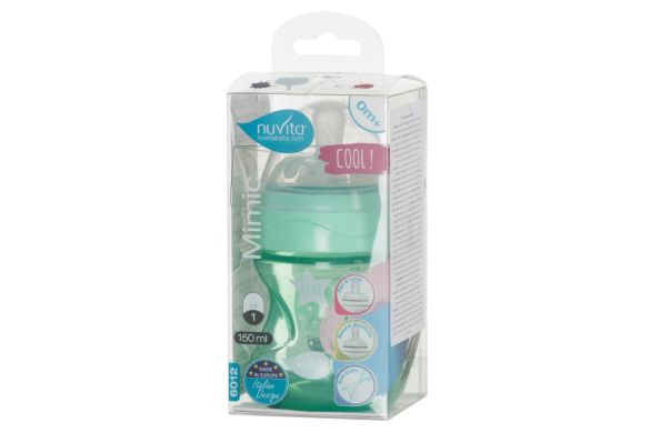 Дитяча антиколькова пляшечка Nuvita Mimic Cool 150 мл зелена NV6012, Зелений