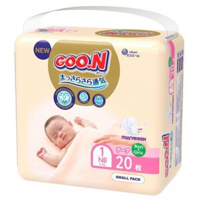 Подгузники Goo.N Premium Soft для Новорожденных до 5 кг (1(Nb) на липучках унисекс 20 Шт) 863220 4902011862201
