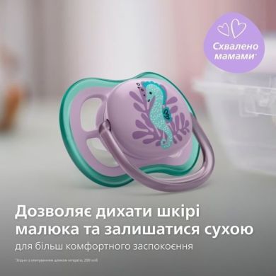 Пустышка Avent Ultra Air 6-18 мес, ортодонтическая, 2шт, для девочек SCF085/61