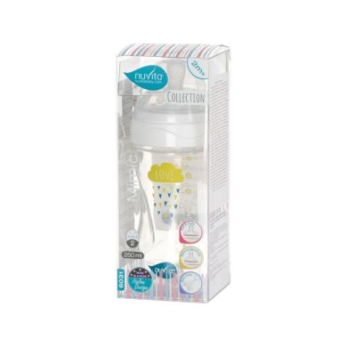 Дитяча антиколькова пляшечка Nuvita Mimic Collection 250 мл біла NV6031, Білий