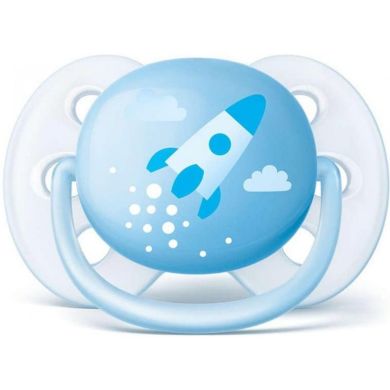 Пустышка силиконовая Philips Avent Ultra Soft для мальчиков 0-6 мес. 2 шт. SCF222/20, Голубой