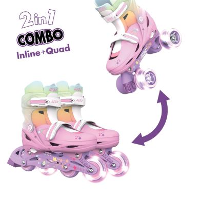 Роликовые коньки Neon Combo LED подсветка, размер 30-33, радуга NC48R4