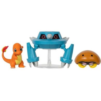 Набір ігрових фігурок POKEMON W17 КАБУТО, ЧАРМАНДЕР, МЕТАНГ (на підставці) PKW3052