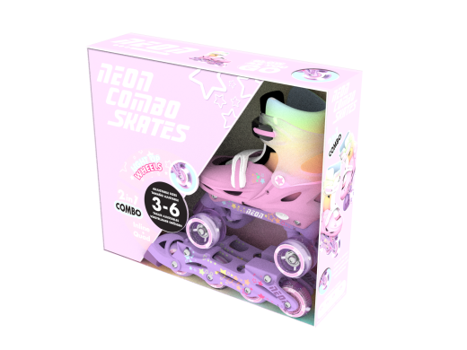 Роликовые коньки Neon Combo LED подсветка, размер 30-33, радуга NC48R4