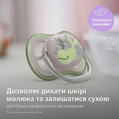 Пустышка Avent Ultra Air 6-18мес, ортодонтическая, 2шт, для мальчиков SCF085/60