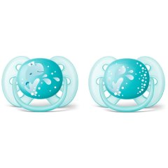 Пустышка для мальчиков Avent Ultra Soft Ортодонтическая 2 шт 6+ SCF226/22, Голубой