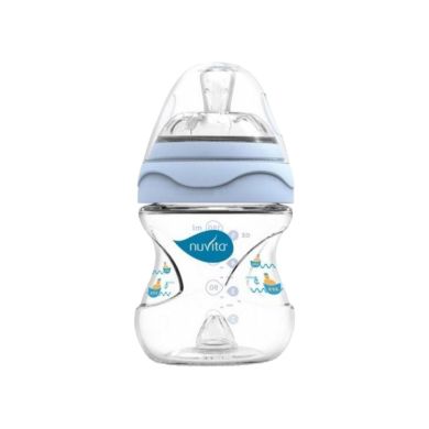 Бутылочка для кормления антиколиковая Nuvita Mimic 150 мл 0м + голубая NV6010Blue, Голубой