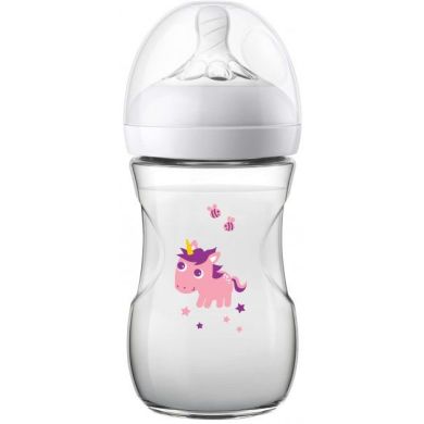 Бутылочка для кормления Philips Avent Natural Единорог 260 мл SCF070/25, Розовый