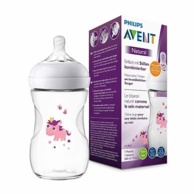 Бутылочка для кормления Philips Avent Natural Единорог 260 мл SCF070/25, Розовый
