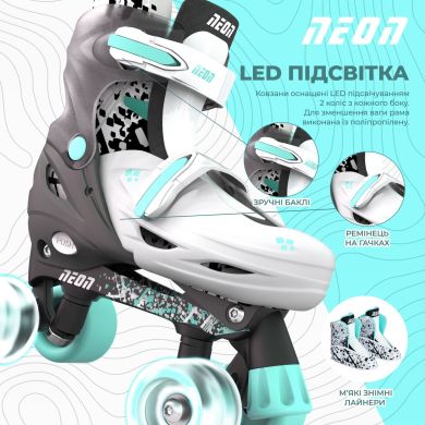 Роликові ковзани Neon Combo LED підсвічування, розмір 30-33, сірий NT30E4