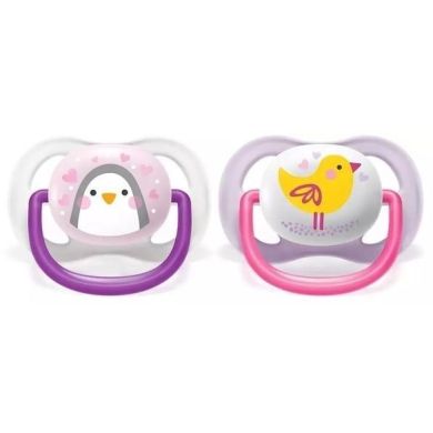 Пустушка ортодонтична Ultra Air Animal для дівчат, від 0 до 6 місяців, 2 шт, Avent SCF080/06