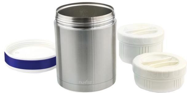 Термос металевий Nuvita для їжі 1000мл. 2 контейнера NV1478, Сріблястий