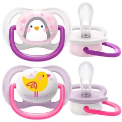 Пустышка ортодонтическая Ultra Air Animal для девушек, от 0 до 6 месяцев, 2 шт, Avent SCF080/06