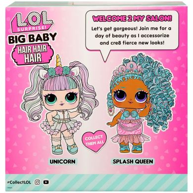 Игровой набор с мегакуклой L.O.L. SURPRISE! серии Big Baby Hair Hair Hair КОРОЛЕВА ВСПЛЕСК 579724