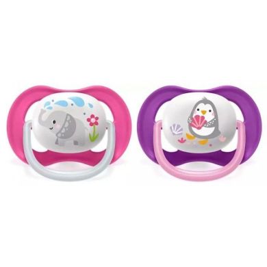 Пустушка ортодонтична Ultra Air Animal для дівчат, від 6 до 18 місяців, 2 шт, Avent SCF080/08
