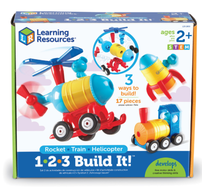 Конструктор Learning Resources - Транспорт 3 в 1: Ракета-Поезд-самолет LER2859