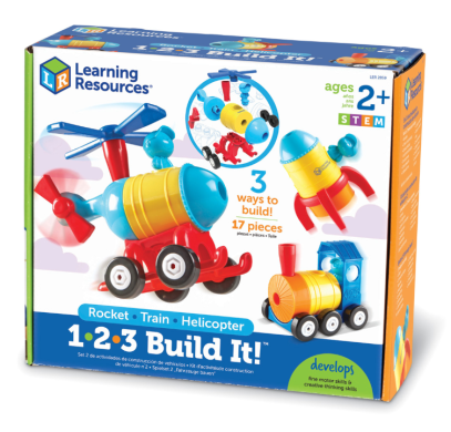 Конструктор Learning Resources - Транспорт 3 в 1: Ракета-Поезд-самолет LER2859