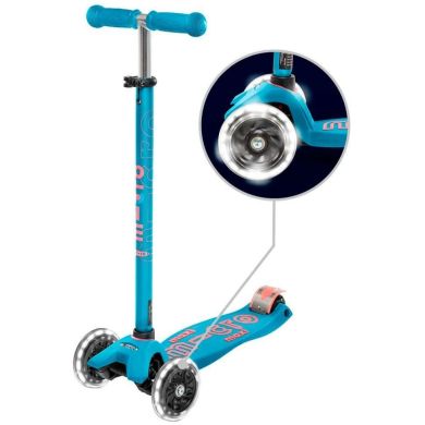 Самокат MICRO серії Maxi Deluxe LED &ndash; АКВА (до 50 kg, триколісний, світло) Micro MMD078