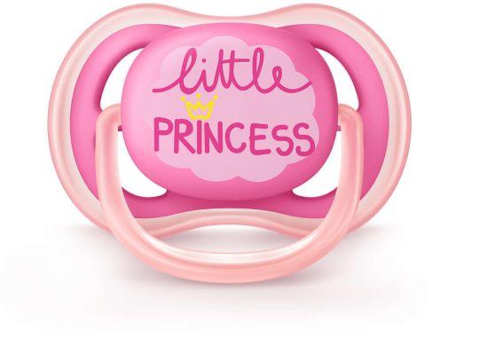 Пустышка Philips AVENT Ultra Air с декором 6-18 мес. 2 шт. для девочек SCF343/22, Розовый