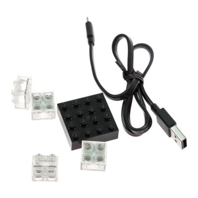 Конструктор Light Stax База 4х4 в наборе с элементами 2х2 Transparent LED LS-S11501