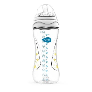 Бутылочка для кормления антиколиковая Nuvita Mimic 330 мл 4м + белая NV6050White, Белый