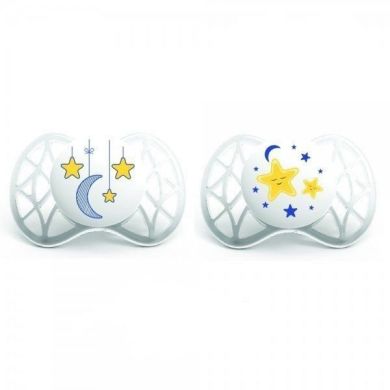 Пустушка ортодонтична Nuvita Air силіконова 0 м+ світиться в темряві 2 шт. NV7062, Білий, 2