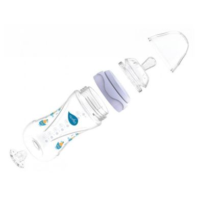 Бутылочка для кормления антиколиковая Nuvita Mimic 330 мл 4м + голубая NV6050, Голубой