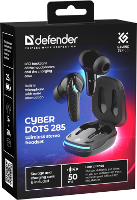 Гарнітура Defender CyberDots 285 TWS Bluetooth Black (63285)