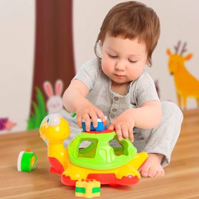 Каталка-сортер Kiddieland Черепаха-знайка російською мовою 049742, Різнокольоровий