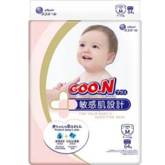 Подгузники Goo.N Plus для детей 6-11 кг (размер M, на липучках, унисекс, 64 шт) 843335 4902011843354