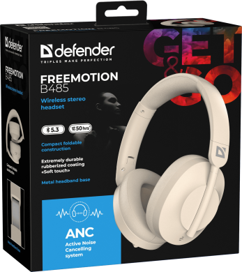 Гарнітура Defender FreeMotion B485 Bluetooth ANC Beige (63485)