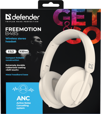 Гарнітура Defender FreeMotion B485 Bluetooth ANC Beige (63485)