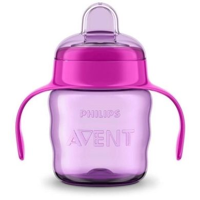 Чашка с мягким носиком и ручками Philips Avent 6 мес+ розовая 200 мл SCF551/03, Розовый