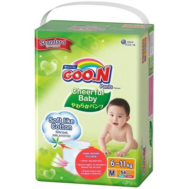 Трусики-підгузки Goo.N Cheerful Baby M, 6-11 кг унісекс 54 шт 843284 8850006556993, 54